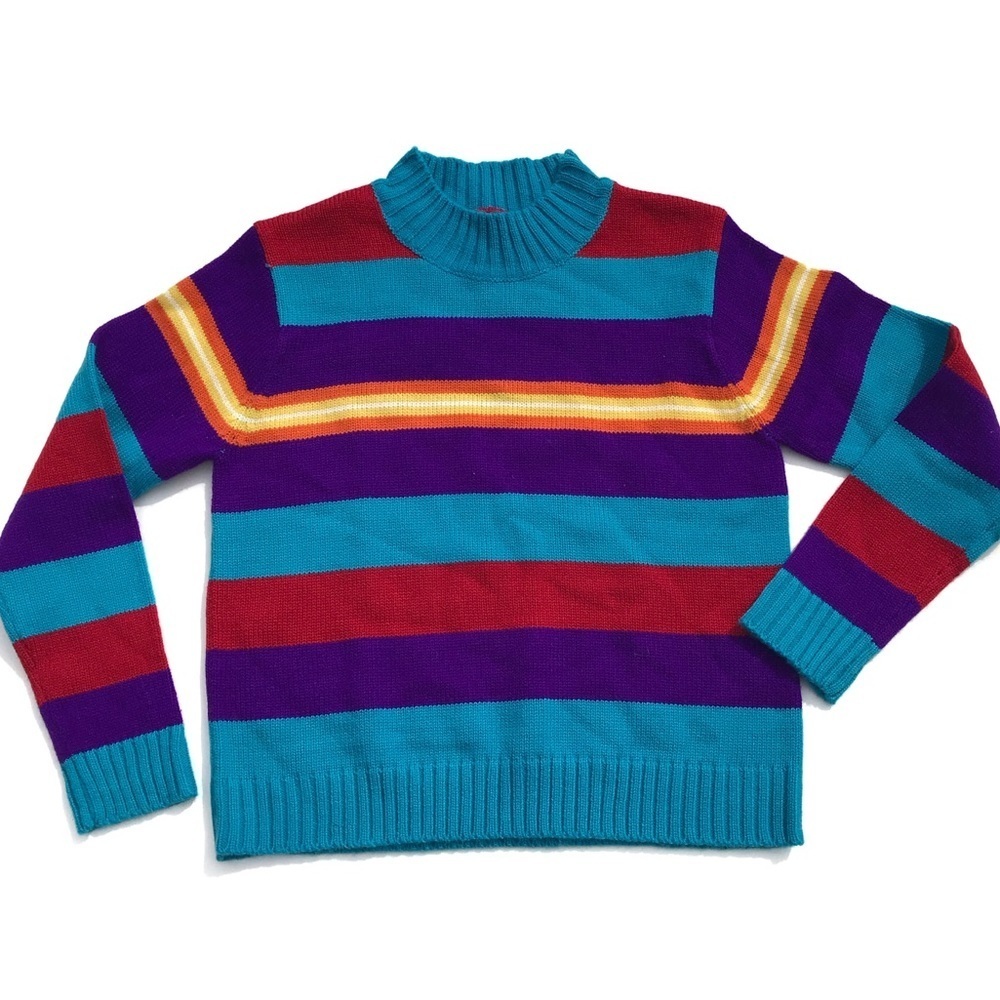 Derek Kids by Derek Heart Rainbow Vintage Sweater Multi Color Stripes Winter